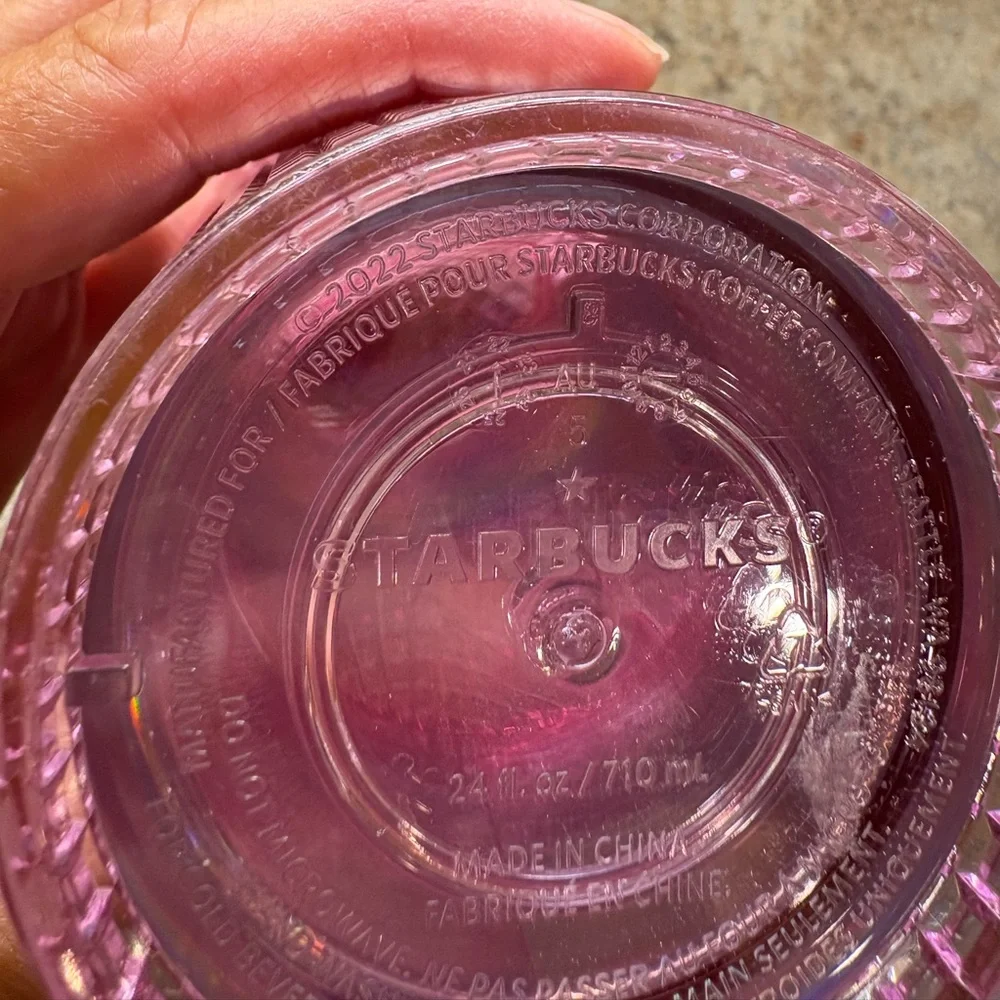 Starbucks 2022 Iridescent Pink Silver Bubblegum Grid Cold Cup Tumbler Venti 24oz